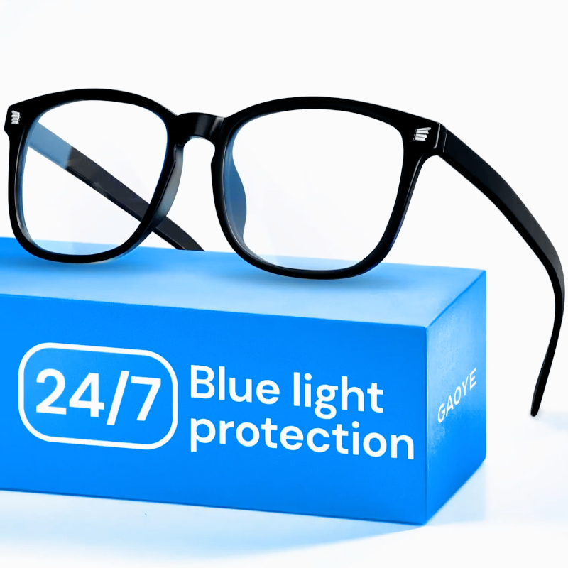 Gaming Glasses Blue Light - แว่นตากรองแสงสีฟ้าดำสำหรับคอมพิวเตอร์และเกมมิ่ง - เลนส์ป้องกันรังสียูวี ทนต่อรอยขีดข่วน และสวมใส่สบาย