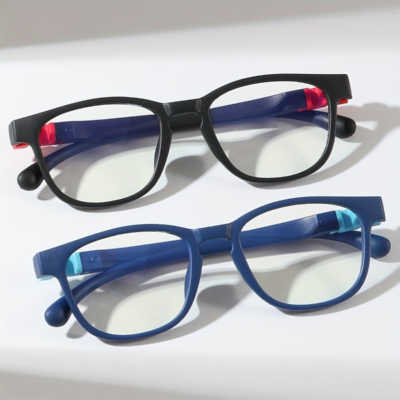 Gaming Glasses Blue Light - 2PCS แว่นตากรองแสงสีฟ้าสำหรับเด็กแว่นตาคอมพิวเตอร์กรอบซิลิโคนเลนส์ใสเด็กผู้หญิงเด็กผู้ชายเล่นเกมวิดีโอแว่นตาเด็ก