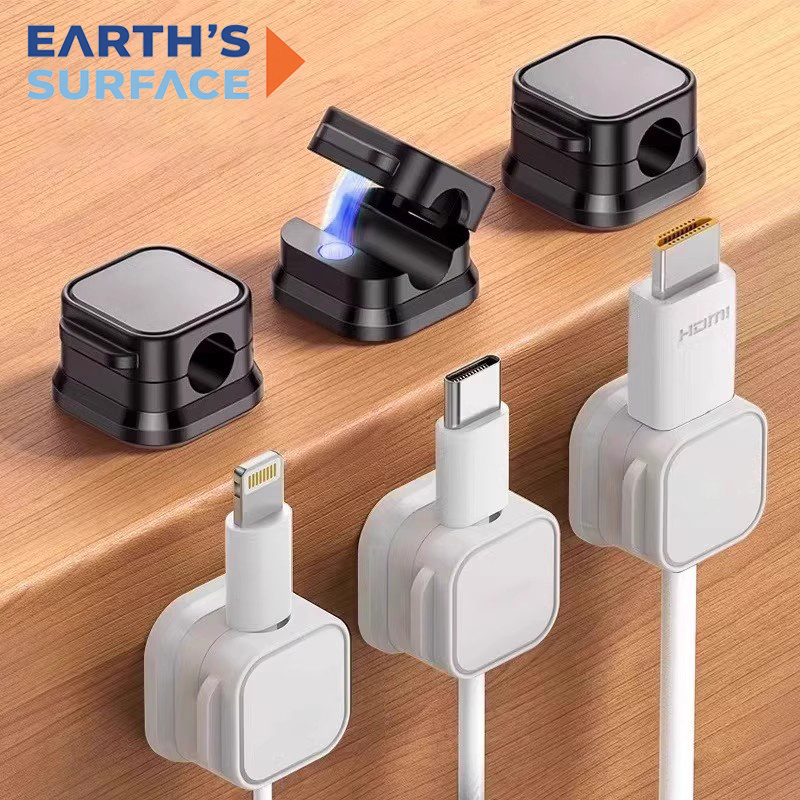 Desk Cable Organizer - ที่หนีบสายแม่เหล็กแบบมีกาวสำหรับจัดระเบียบสายไฟ สายชาร์จ USB สำหรับสำนักงานและบ้าน