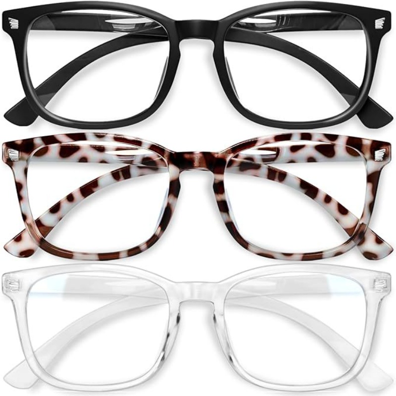 Gaming Glasses Blue Light - 3 ชิ้นแว่นตาป้องกันแสงสีฟ้า, ป้องกันความเมื่อยล้าของดวงตารูปตัว U, การอ่านคอมพิวเตอร์/เล่นเกม/ทีวี/แว่นตาโทรศัพท์มือถือ, เหมาะสำหรับผู้หญิง/ผู้ชาย