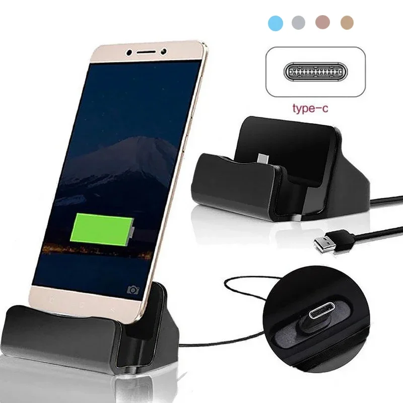 Desk Cable Organizer - แท่นชาร์จโทรศัพท์แบบ USB Type C พร้อมที่วางโทรศัพท์ สำหรับ