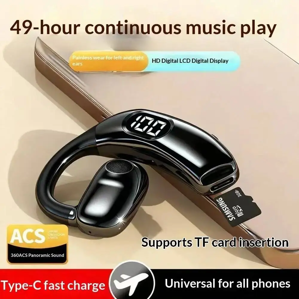 Headset Stand - หูฟังบลูทูธไร้สายพร้อมไมโครโฟน รองรับการ์ด TF ระบบตัดเสียงรบกวนอัจฉริยะ AI ชุดหูฟังสนทนาแบบแฮนด์ฟรี