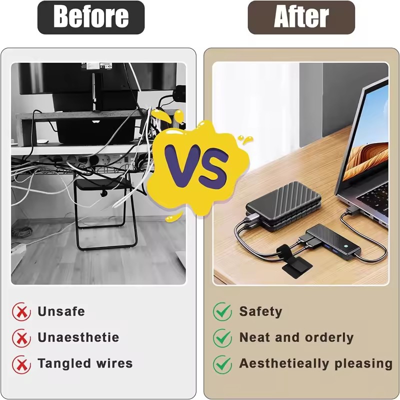 ที่ยึดสายไฟใต้โต๊ะแบบปรับได้ พ - Desk Cable Organizer บทวิจารณ์และราคา
