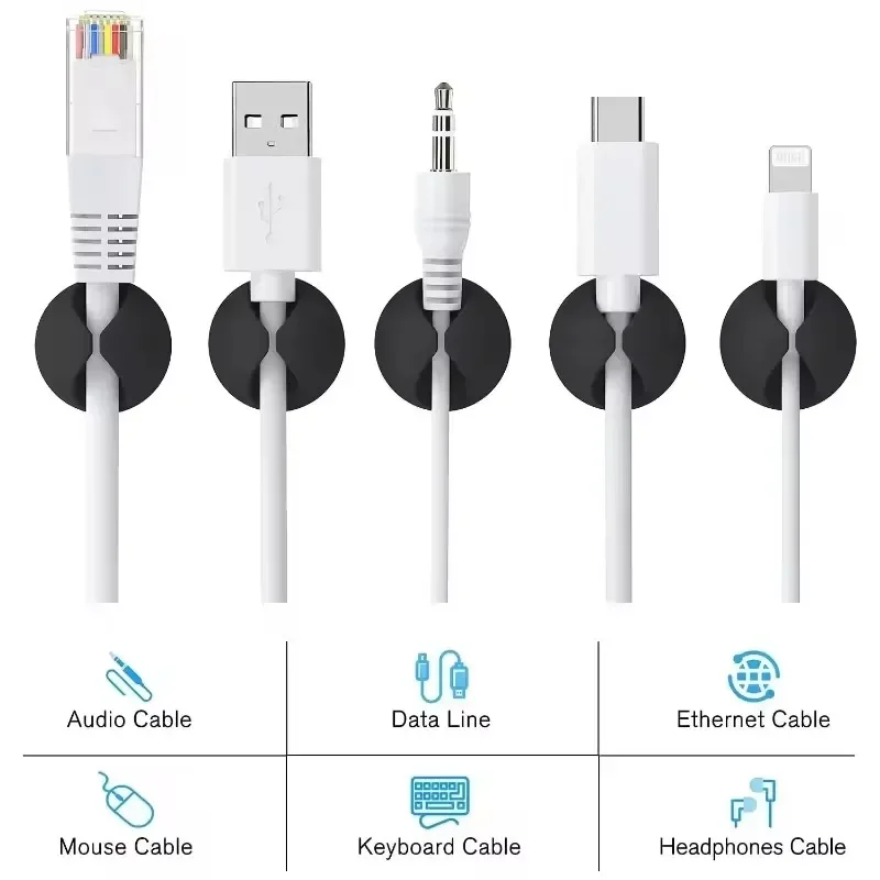 5/50Pcs Desktop Wallสายคลิปการ - Desk Cable Organizer บทวิจารณ์และราคา
